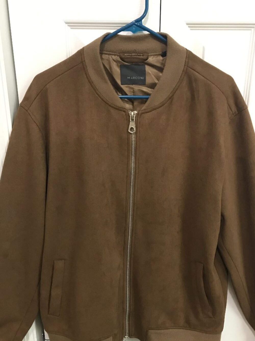 Mens Faux Suede Taupe Bomber Jacket with Silky Lining Winter Fall Jacket